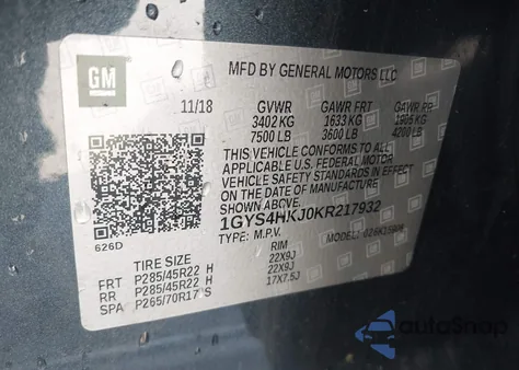 2019 Cadillac Escalade Esv Luxury из США, поврежденный, VIN 1GYS4HKJ0KR217932